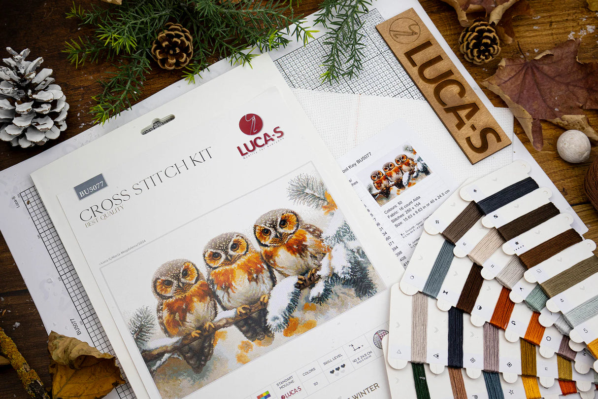 Kit de point de croix Luca-S - « Hiboux dans le silence de l'hiver » (BU5077)