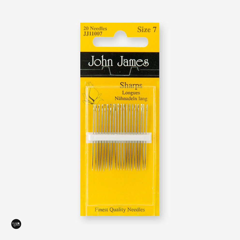 20 Pack de Agujas Largas No.7 para Coser a Mano - John James JJ11007: La Elección Perfecta para una Costura Eficiente