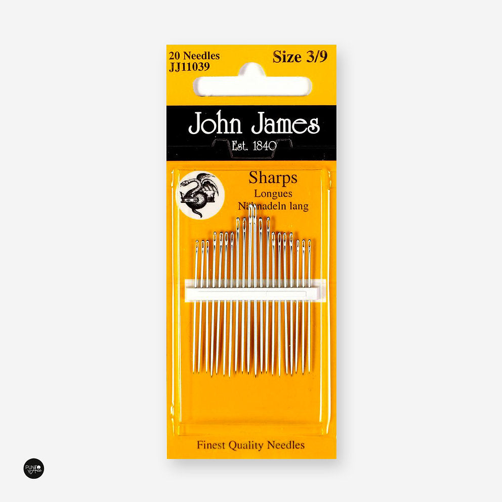 No. 3-9 Sharps. Agujas para Coser a Mano John James JJ11039: Herramientas Esenciales para la Costura Manual