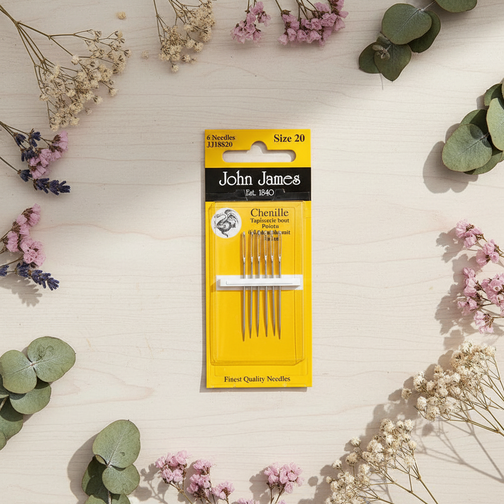 Agujas de Chenilla Nr.20 - John James JJ18820: Herramientas Esenciales para el Bordado de Vuelo y Punto Satinado