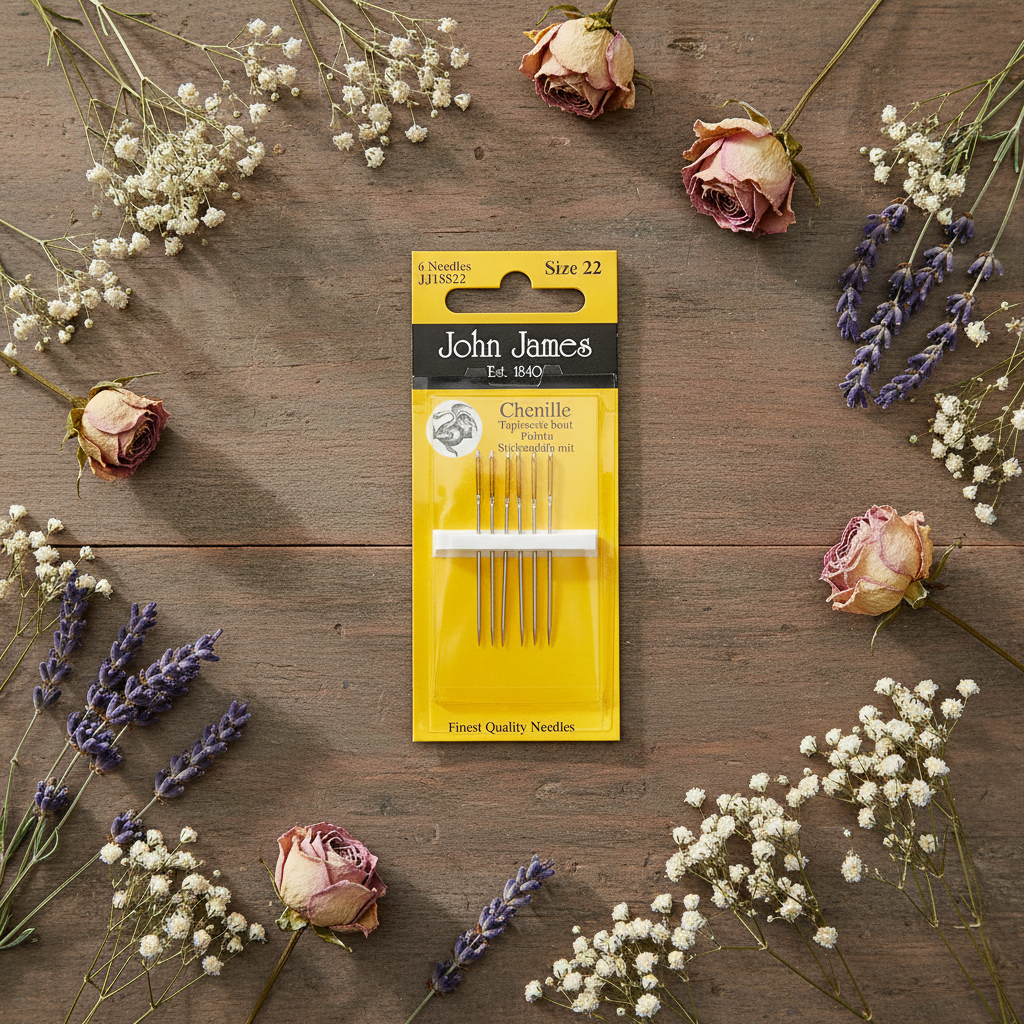 Chenille Needles Nr.22 - John James JJ18822: Essential Tools for Flying Embroidery and Satin Stitch