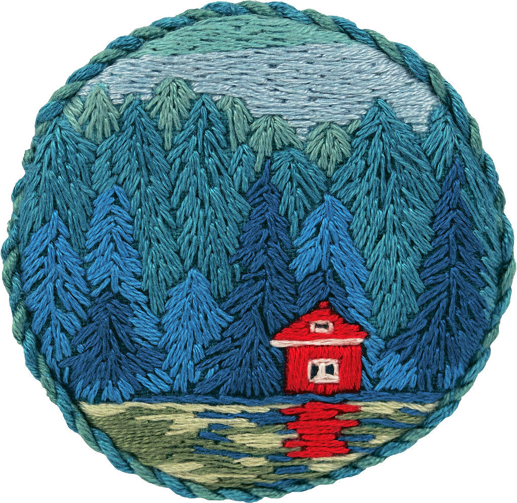 Broche. Una cabaña junto al lago - JK-2145 Panna - Kit de bordado Tradicional