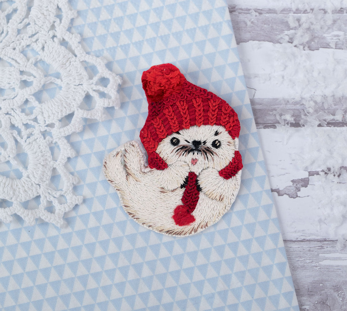 Brooch. Baby Seal in the hat - JK-2222 Panna - Traditional embroidery kit