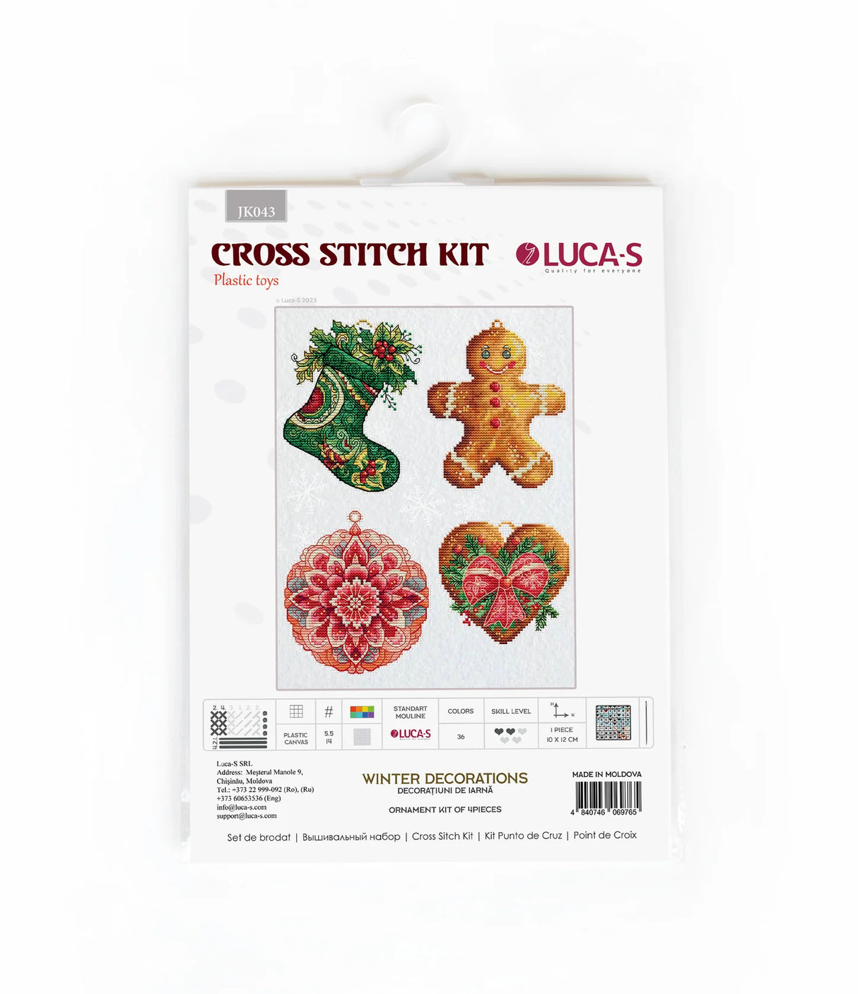 Cross Stitch Kit for Christmas Ornaments - Winter Decorations, JK043