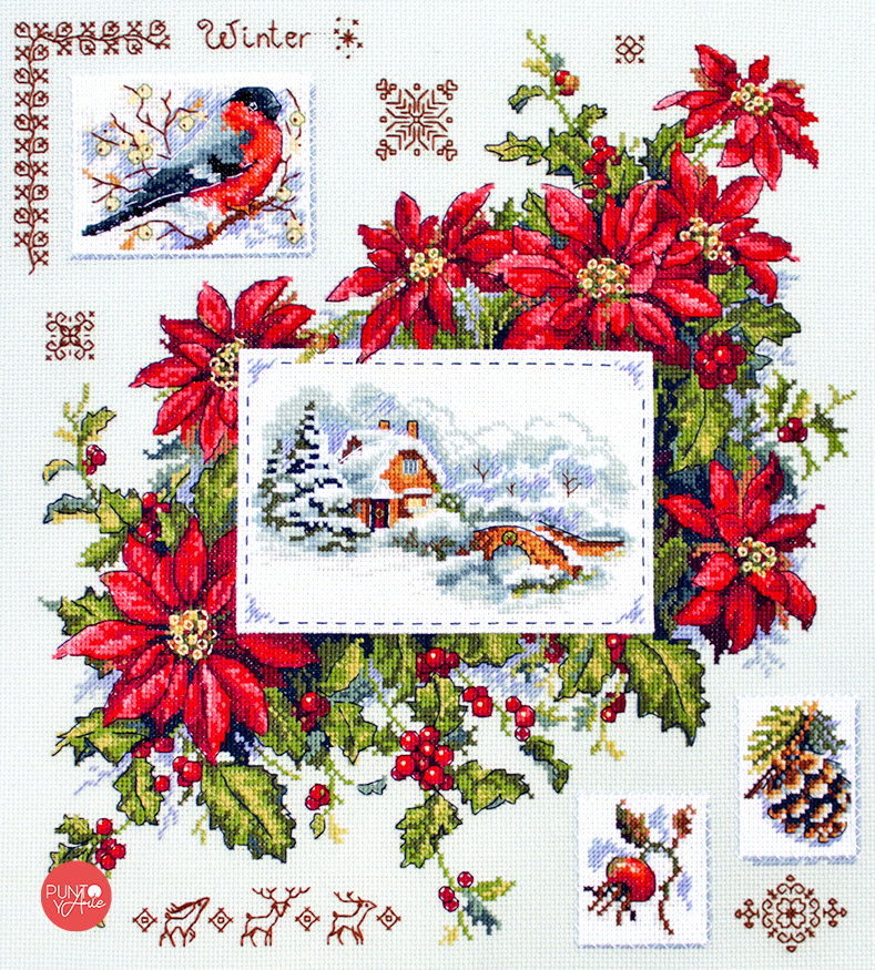 Échantillonneur d'hiver - K-119 Merejka - Kit de point de croix