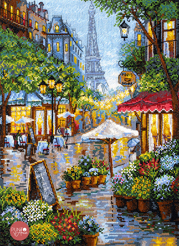 Cross Stitch Kit "Rainy Paris with the Eiffel Tower" by Merejka K-162