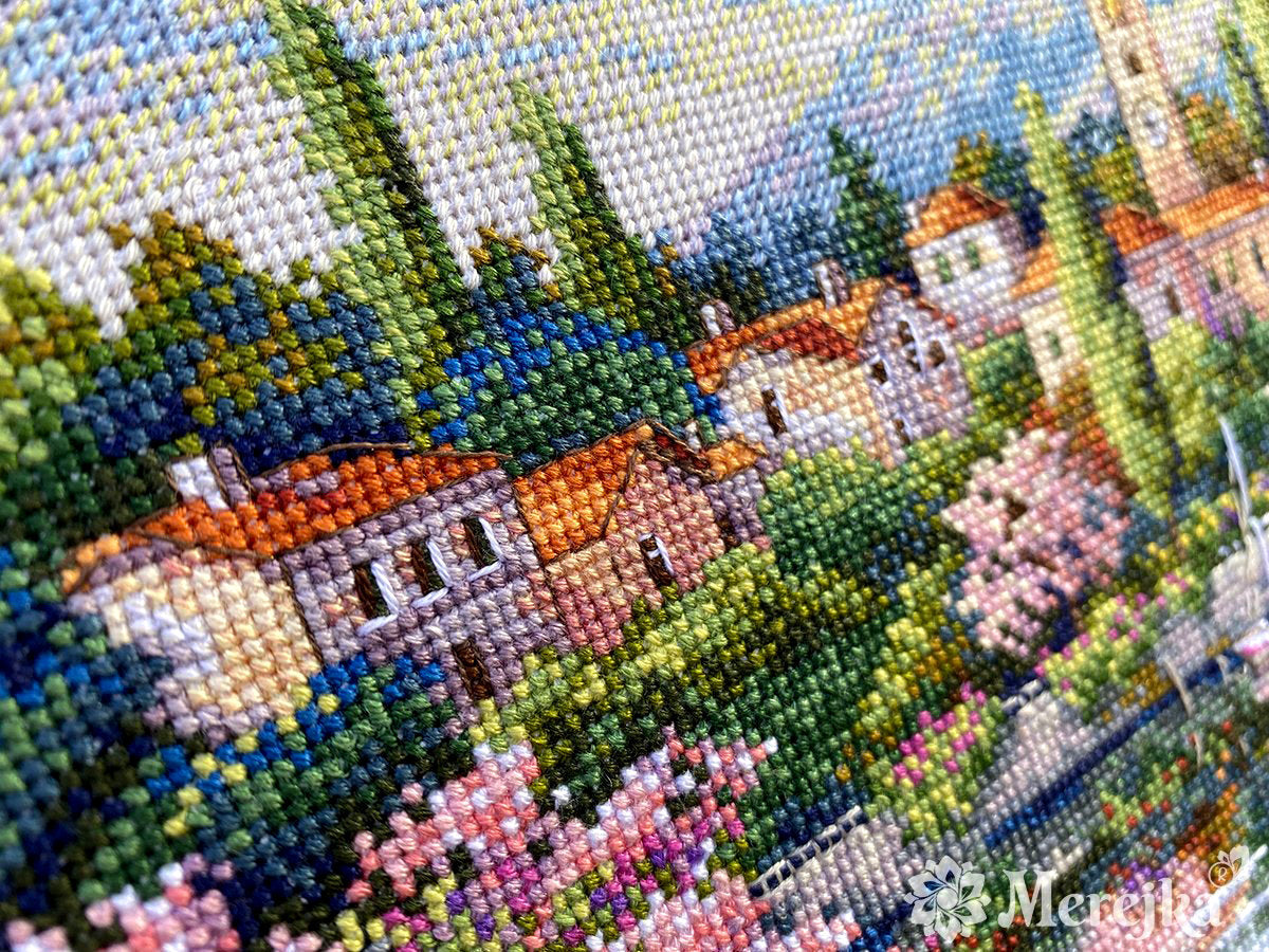 Cross stitch kit "Village Lake Afternoon" by Merejka - K-204