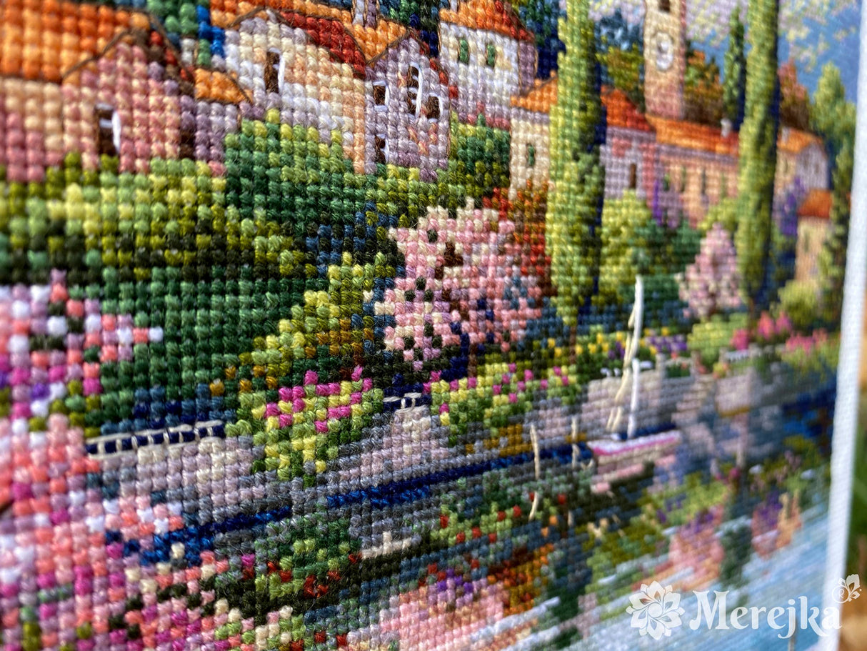 Cross stitch kit "Village Lake Afternoon" by Merejka - K-204