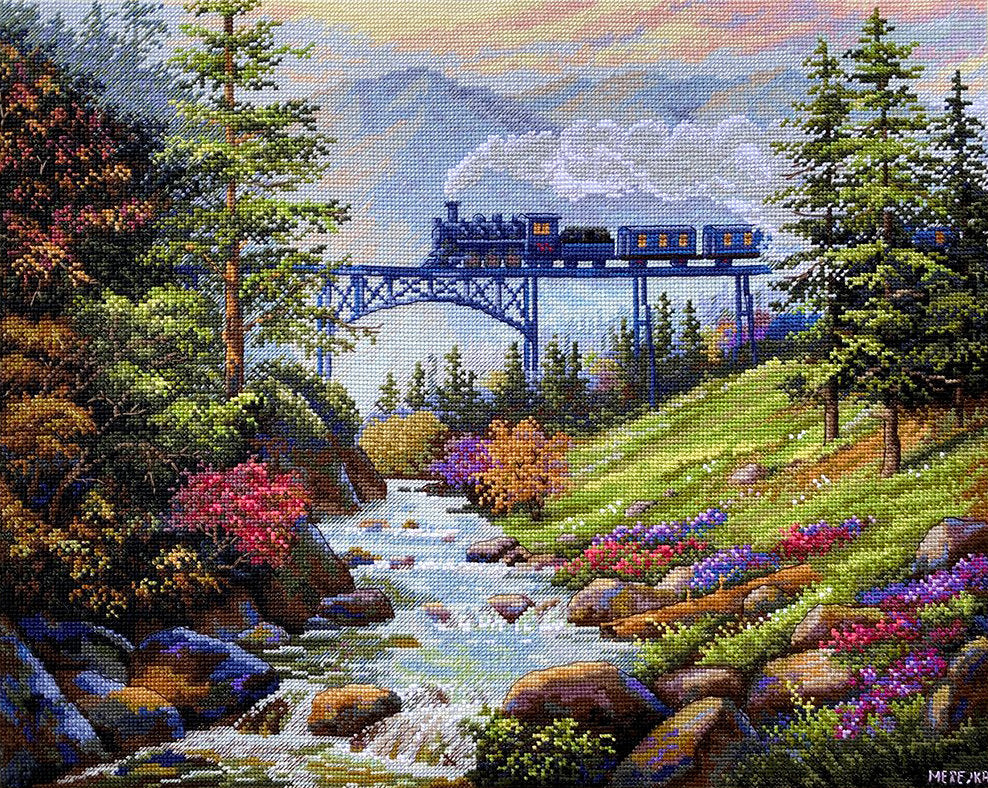 Cross Stitch Kit "Mountain Railway" - K-205 by Merejka
