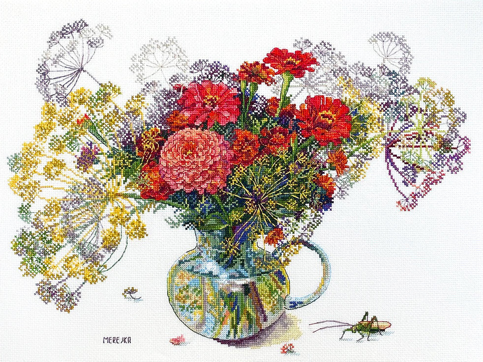 Kit de punto de cruz "Zinnia y Eneldo" - Merejka K-210A