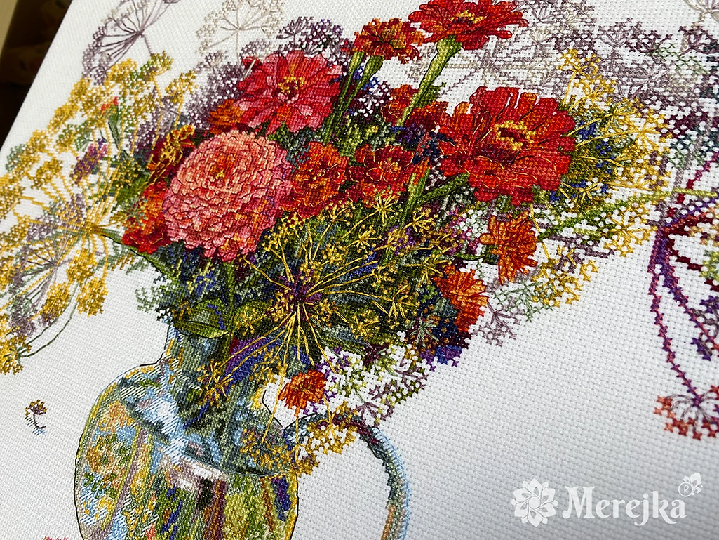 Kit de punto de cruz "Zinnia y Eneldo" - Merejka K-210A