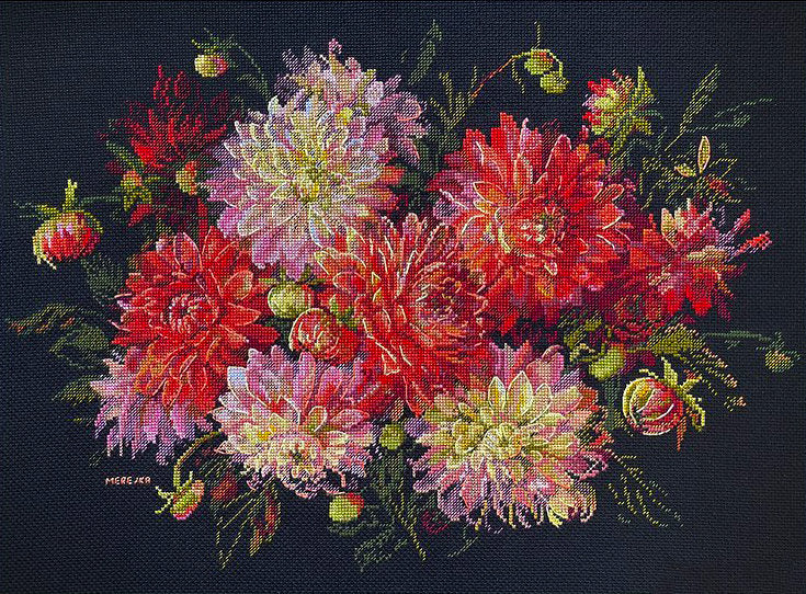Cross Stitch Kit "Dahlias" - Merejka K-219