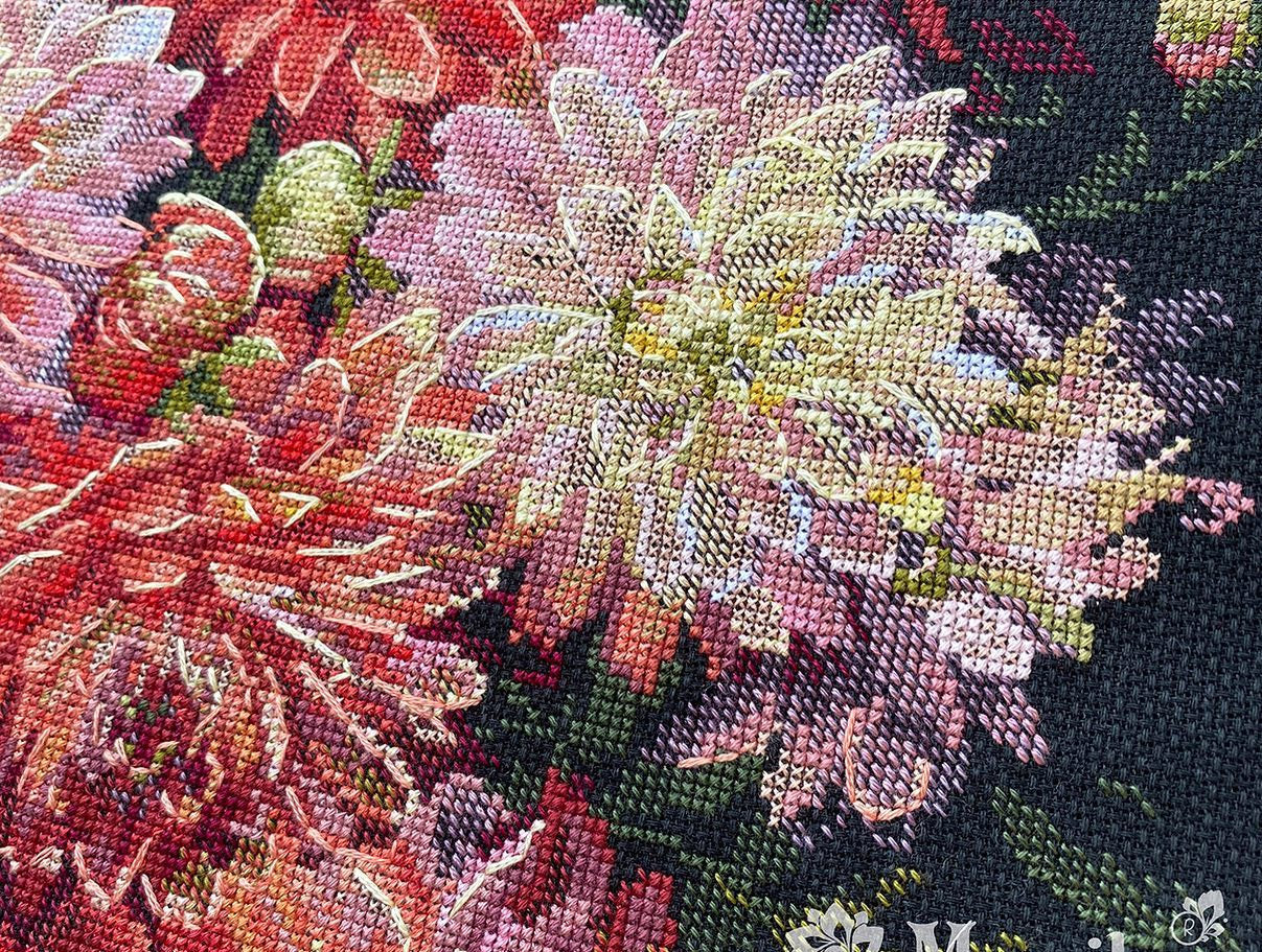 Cross Stitch Kit "Dahlias" - Merejka K-219