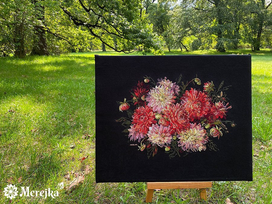 Cross Stitch Kit "Dahlias" - Merejka K-219