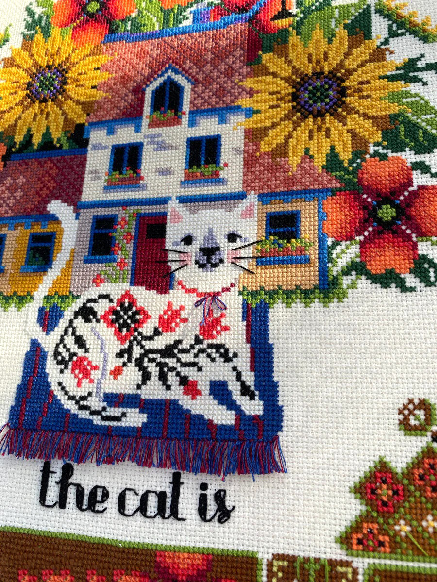 Premium Cross Stitch Kit K-220 Merejka Home is Where the Cat Is