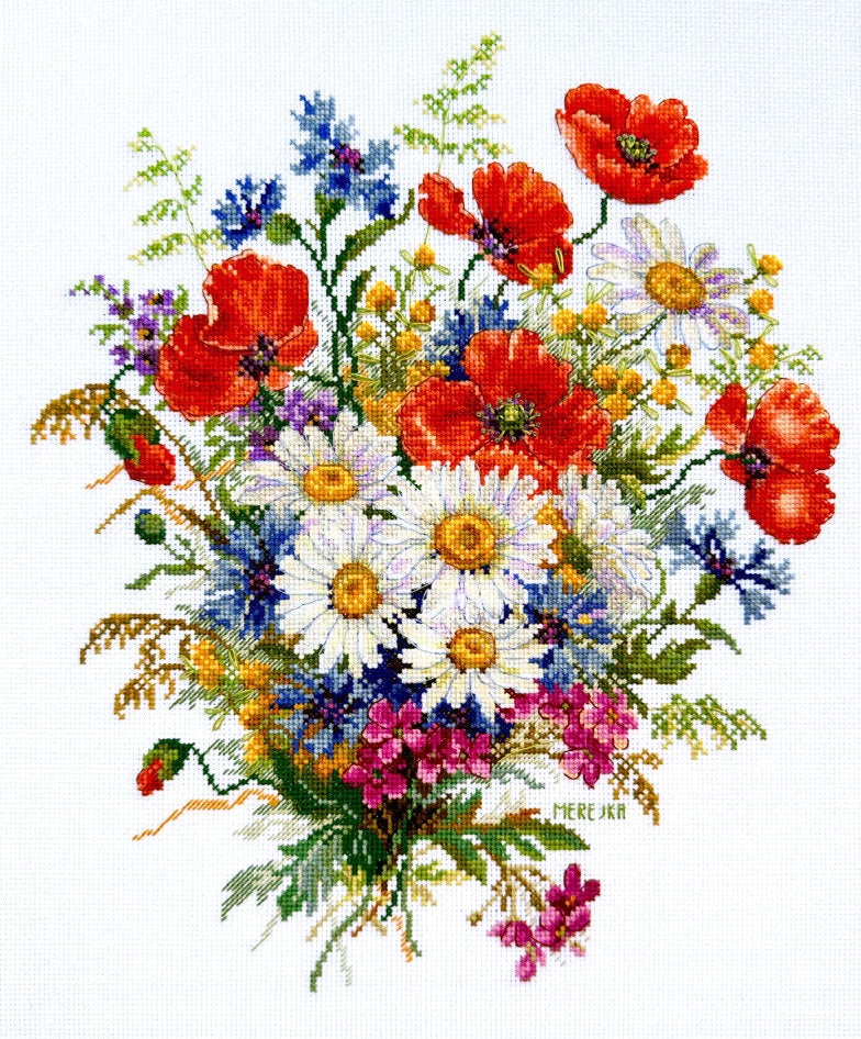 Prado Flowers Cross Stitch Kit K-222A Merejka - Premium Quality