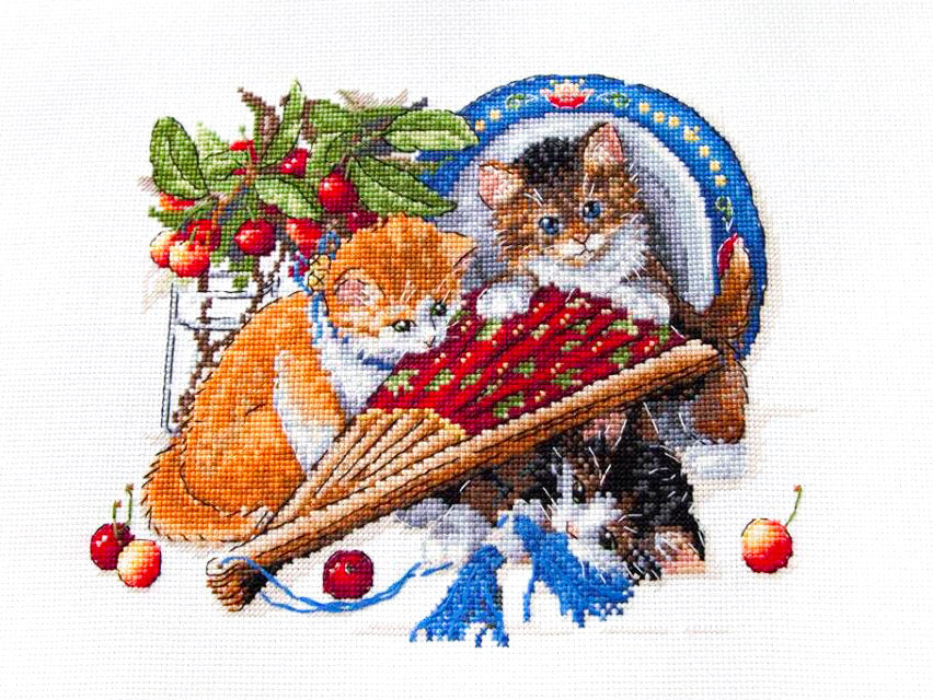 K-68 Chatons et Cerises - Merejka - Kit de point de croix