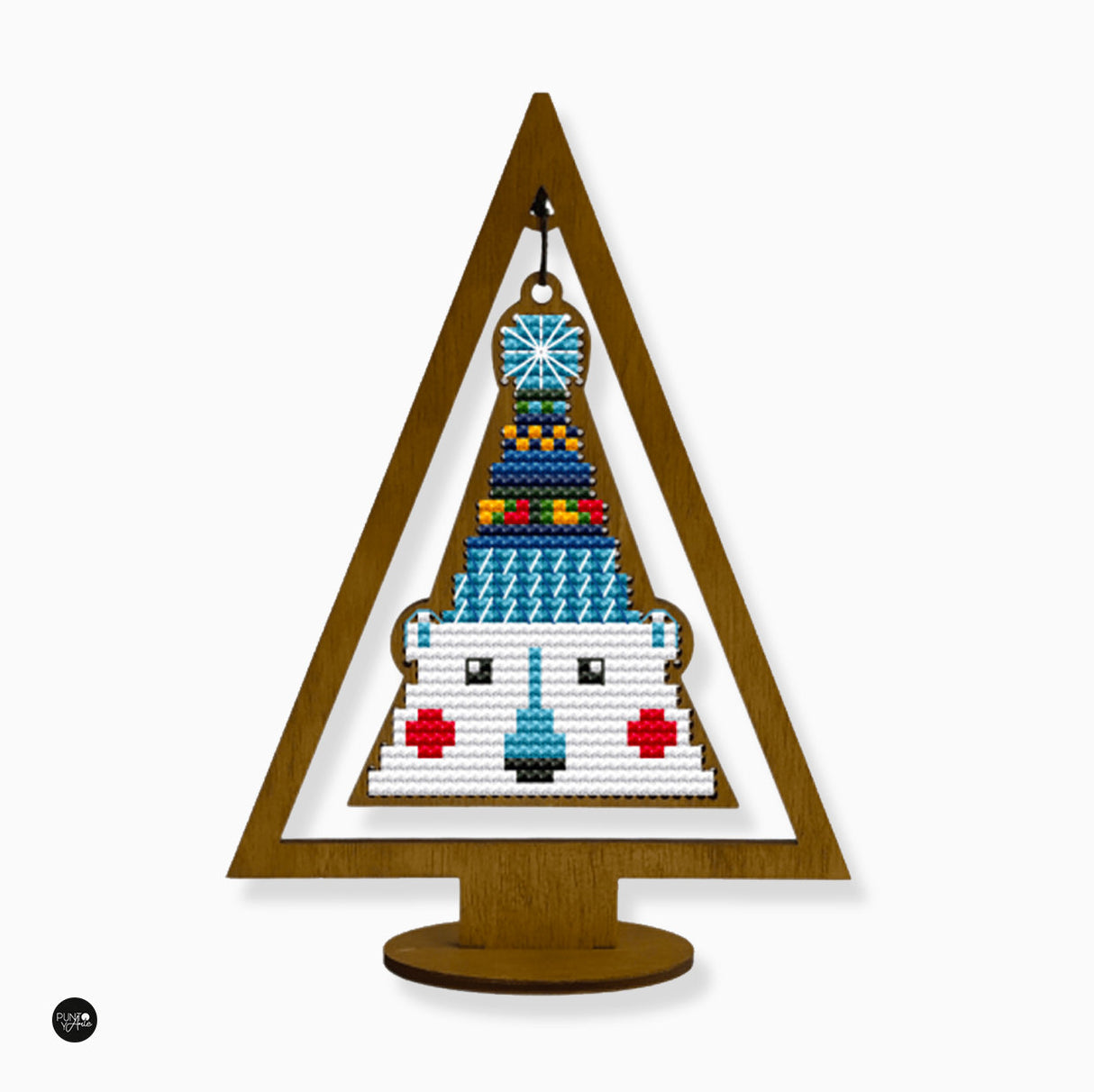 Árbol de Navidad. Oso - Wizardi - Kit de punto de cruz KF022/51-1