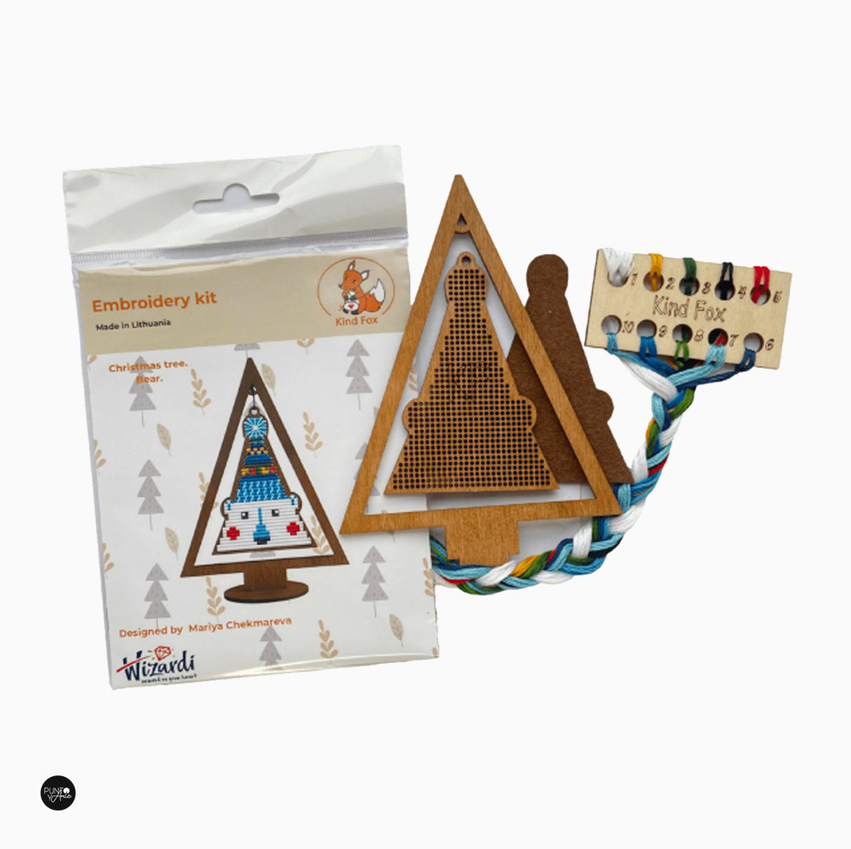 Árbol de Navidad. Oso - Wizardi - Kit de punto de cruz KF022/51-1