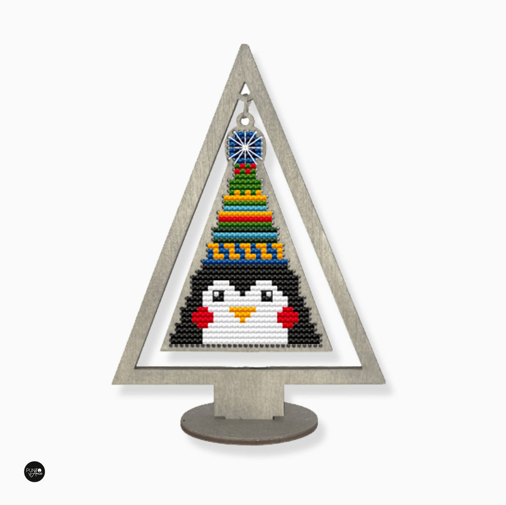 Christmas tree. Penguin - Wizardi - Cross stitch kit KF022/53-2