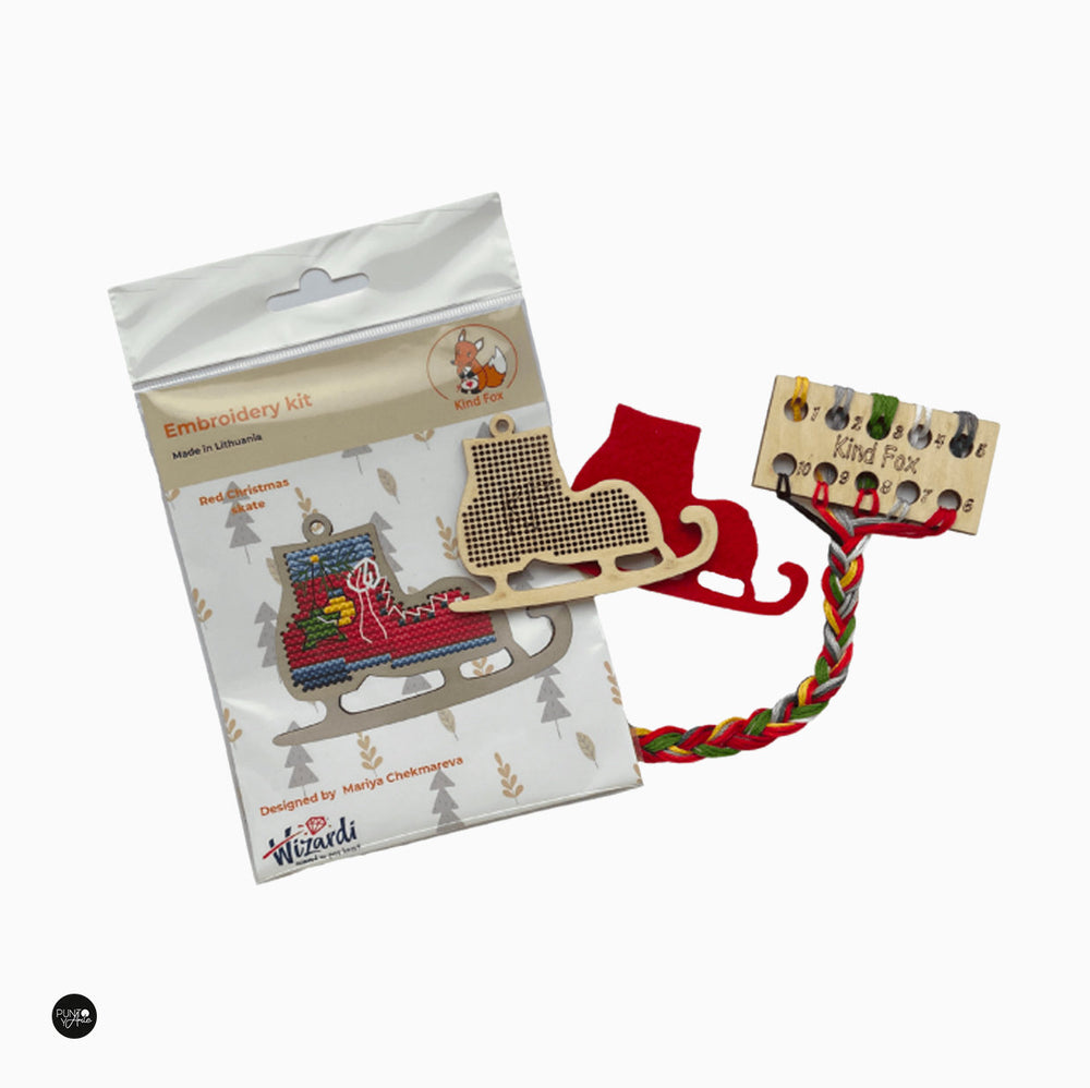 Christmas Red Skate - Wizardi - Cross Stitch Kit KF022/7-2