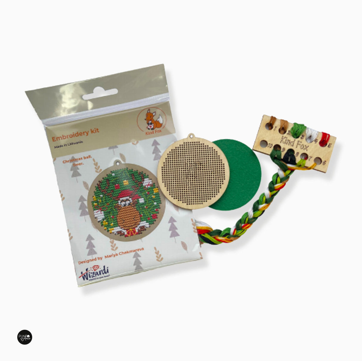Adorno Navideño. Ciervo - Wizardi - Kit de punto de cruz KF022/8-2