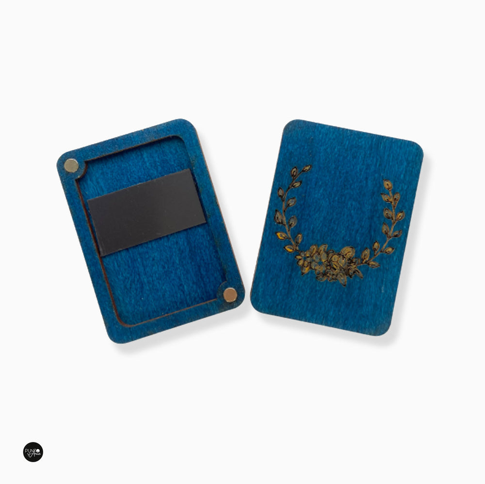 Wooden needle case. Blue - Wizardi KF056/1