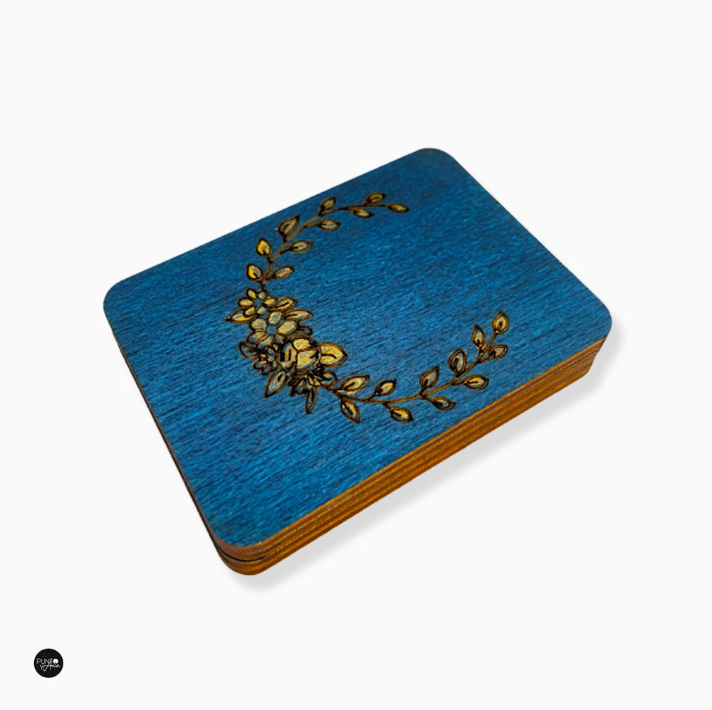 Wooden needle case. Blue - Wizardi KF056/1