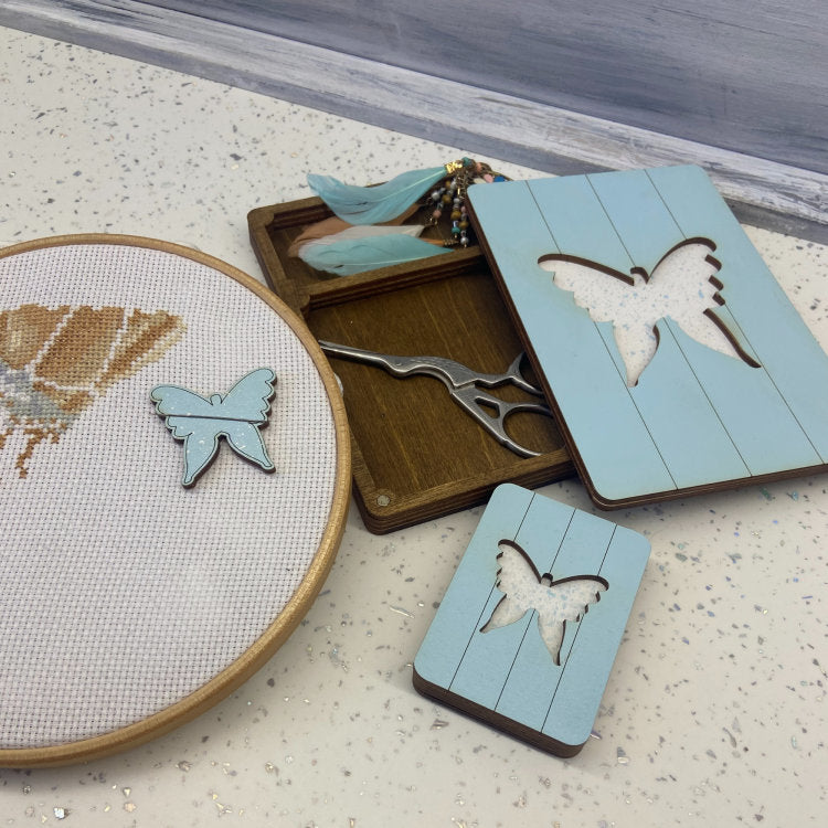 Étui à aiguilles en bois avec aimants - Wizardi KF056/13