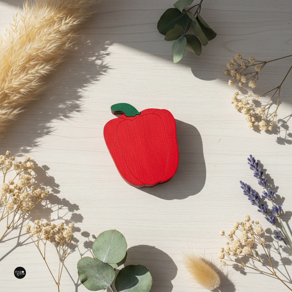 Pimiento. Estuche para Agujas de Madera con Imanes - Wizardi KF056/21