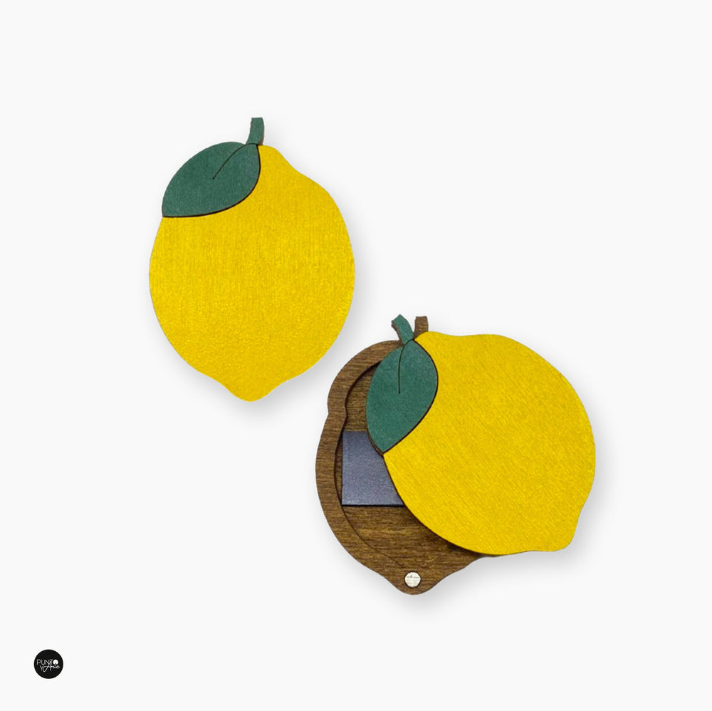 Citron. Étui à aiguilles en bois avec aimants - Wizardi KF056/22