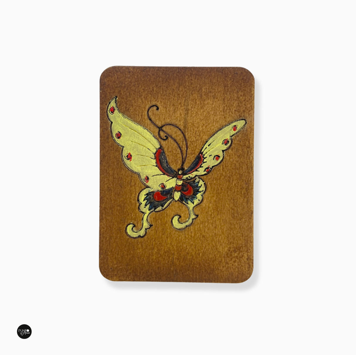 Étui à aiguilles en bois. Papillon - Wizardi KF056/3