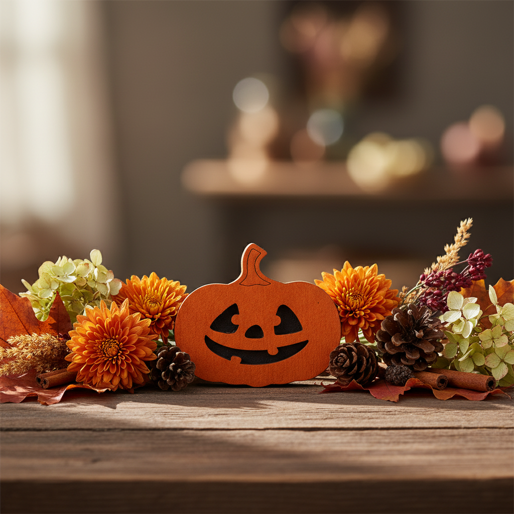 Pumpkin. Estuche de agujas de madera con imanes - Wizardi KF056/40