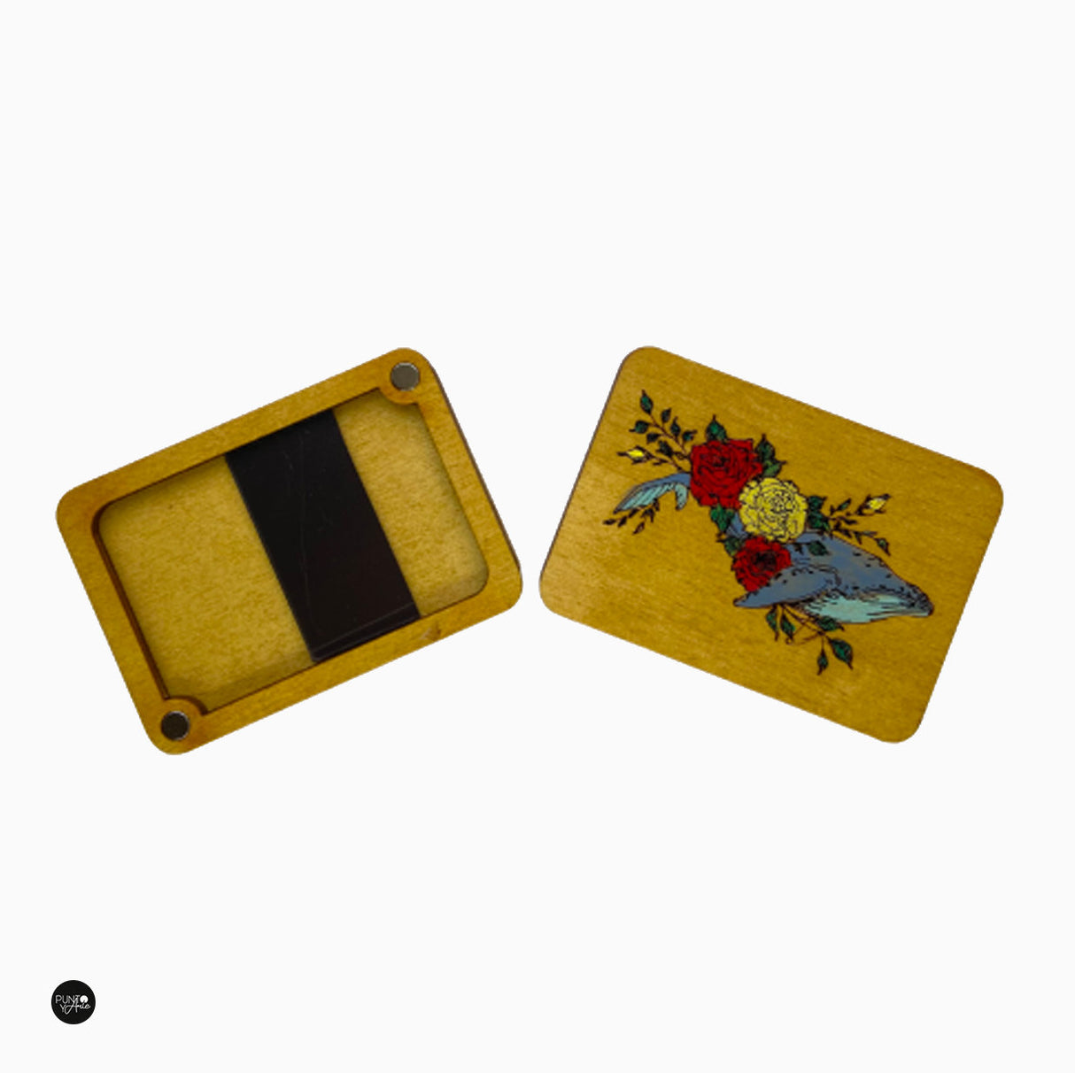 Étui à aiguilles en bois. Baleine - Wizardi KF056/5