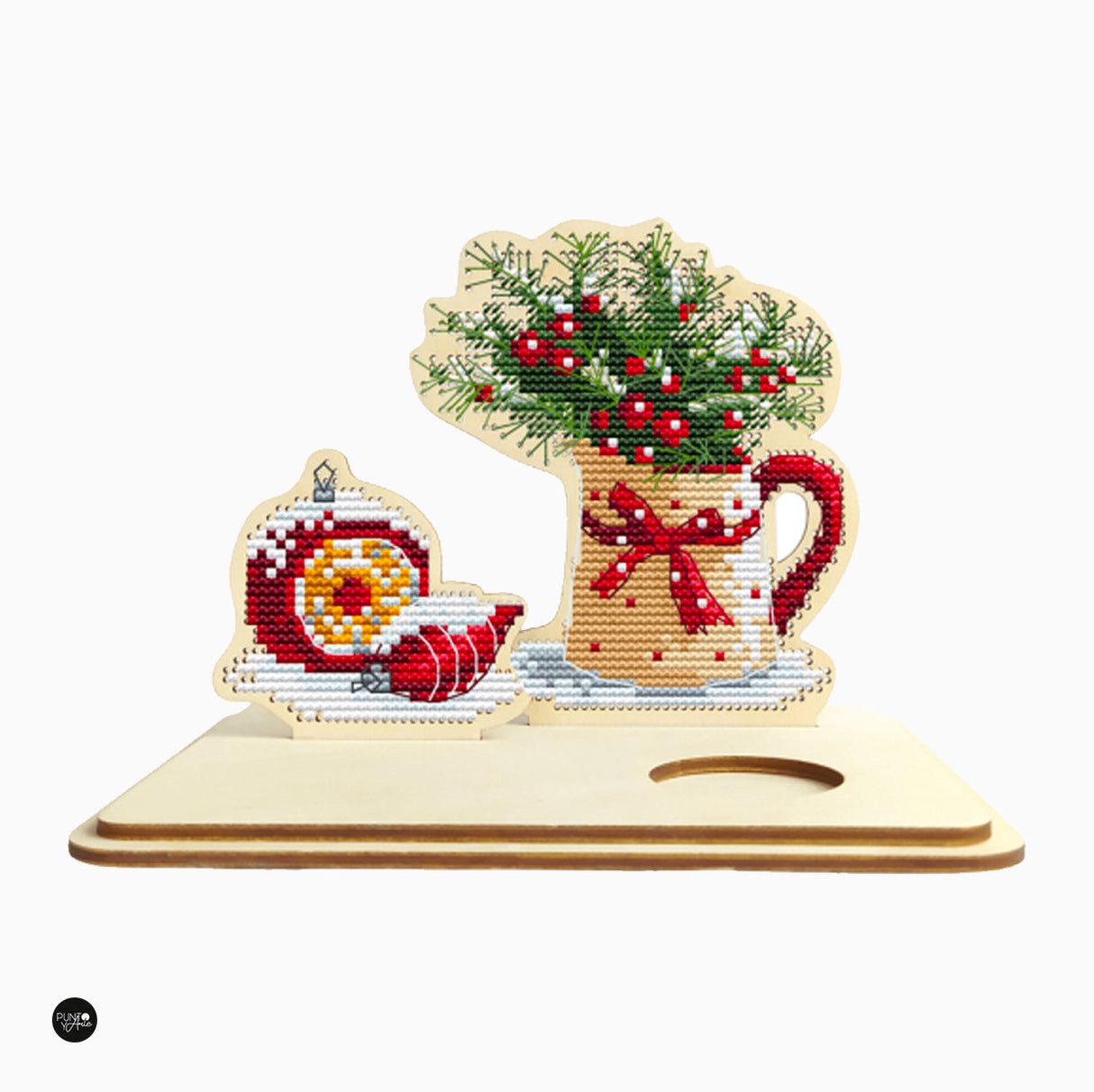 Portavelas de Navidad - Wizardi - Kit de punto de cruz KF060/3