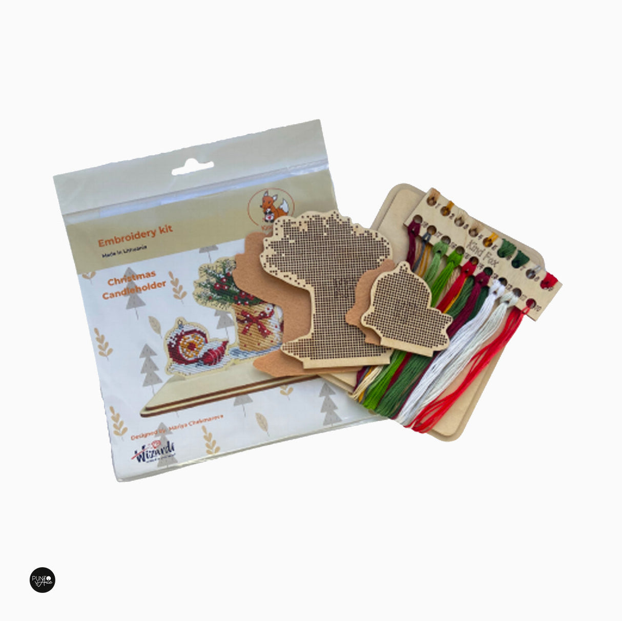 Portavelas de Navidad - Wizardi - Kit de punto de cruz KF060/3