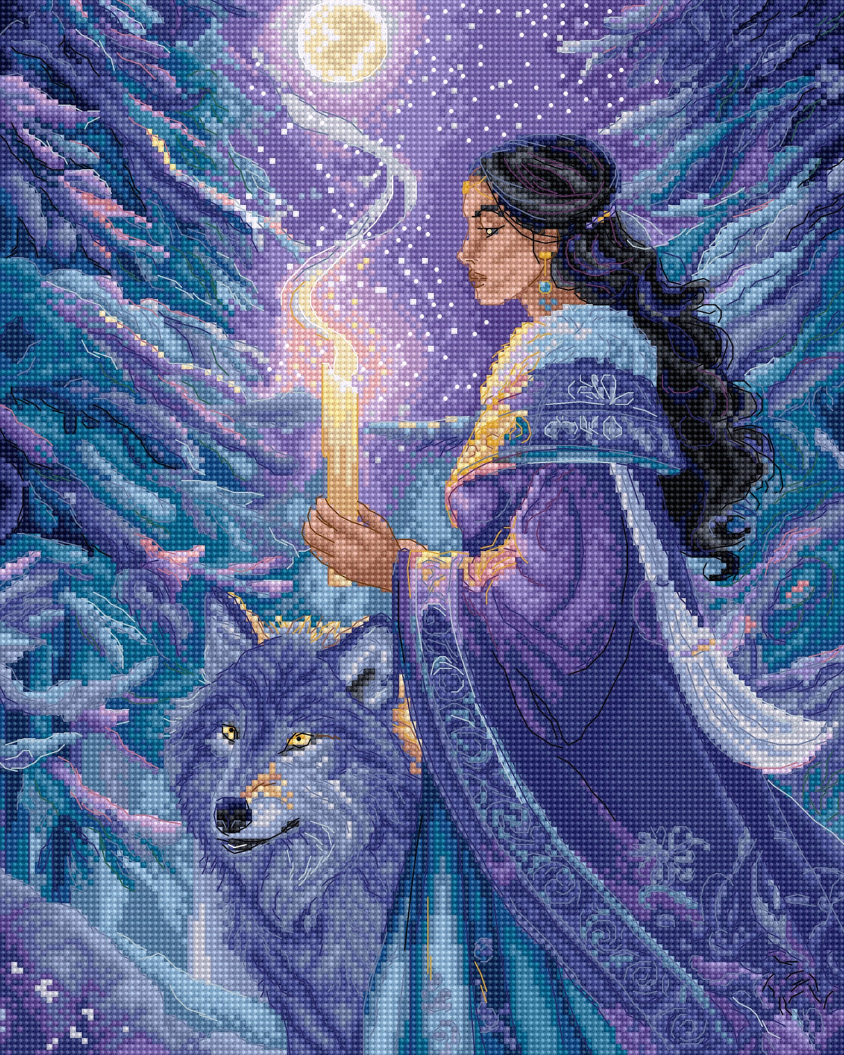 Kit de punto de cruz LetiStitch “Arctic Enchantress” L9973 – Fantasía invernal