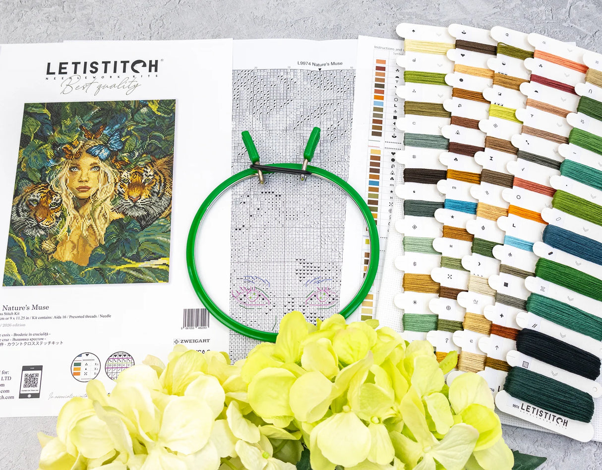 Kit de punto de cruz LetiStitch “Nature’s Muse” L9974 – Musa de la naturaleza
