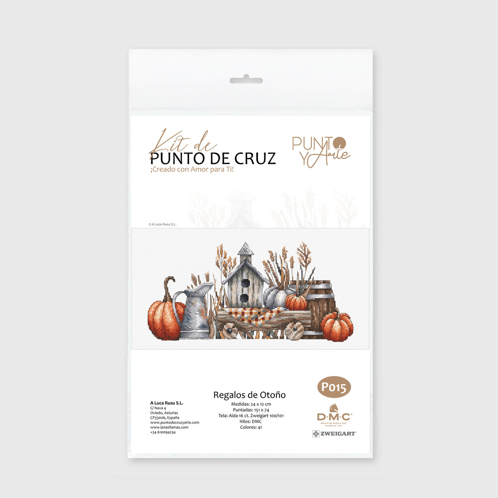 Cadeaux d’automne - Kit de broderie au point de croix tricoté et artistique authentique et saisonnier P015