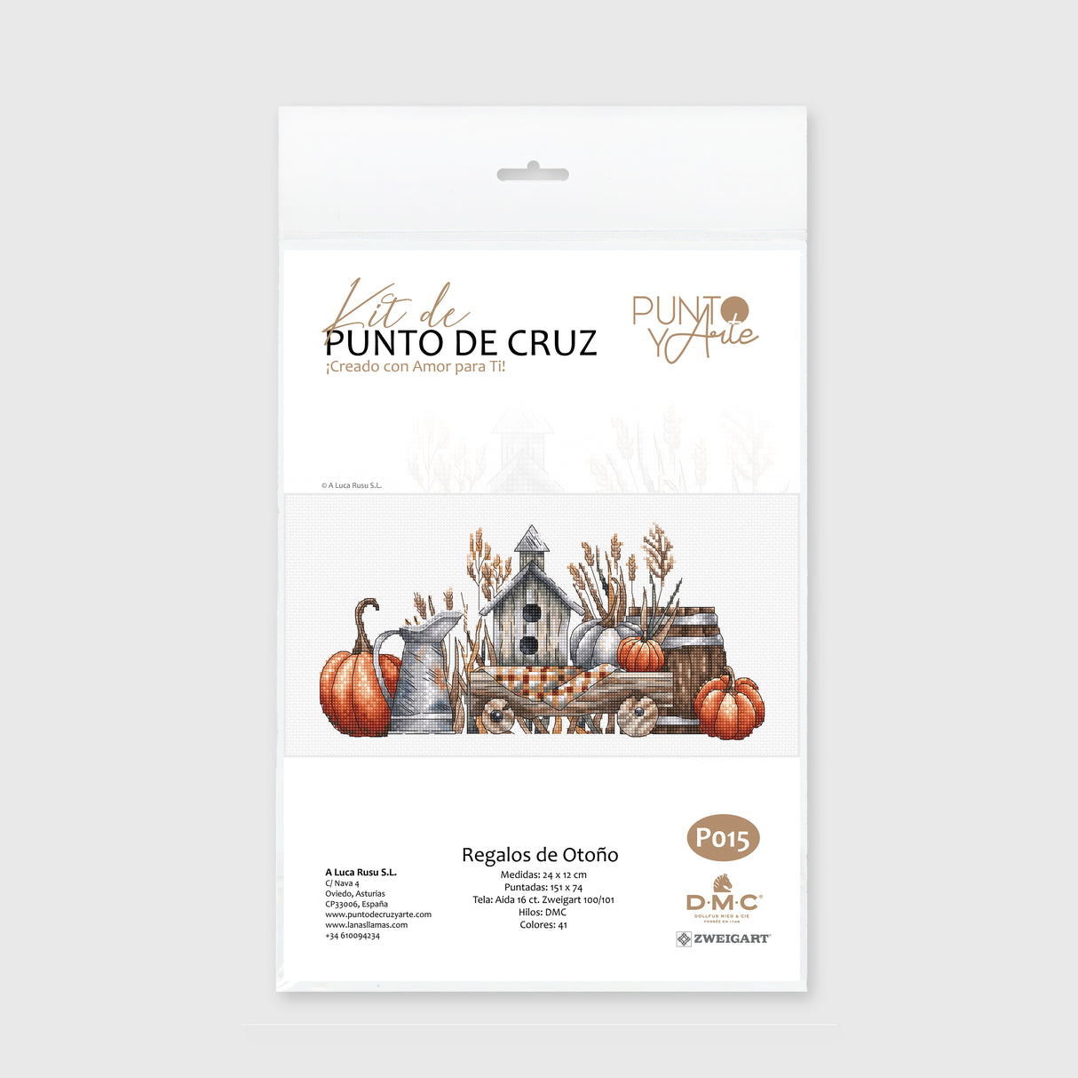Cadeaux d’automne - Kit de broderie au point de croix tricoté et artistique authentique et saisonnier P015