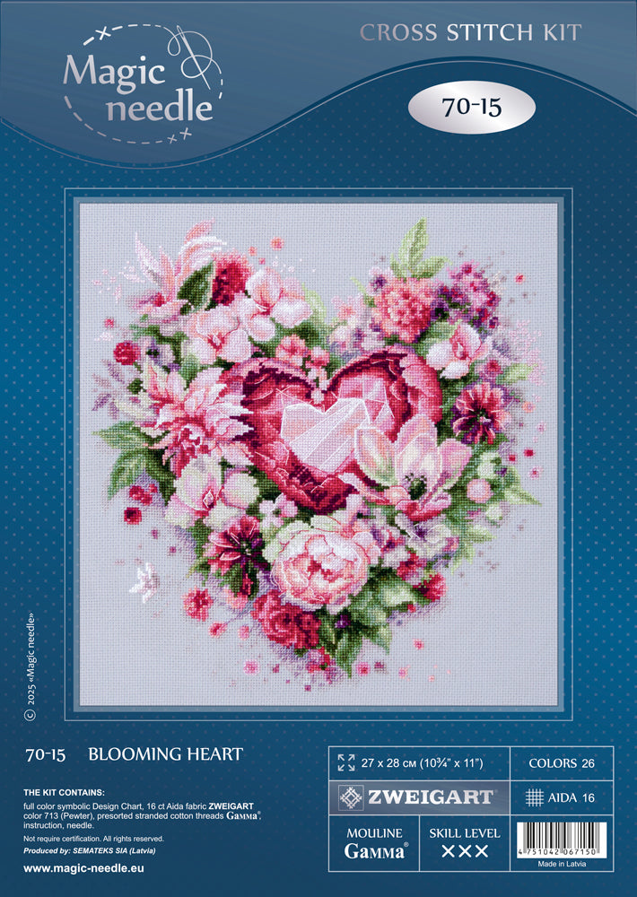 Cross Stitch Kit 70-15 “Blooming Heart” – Magic Needle
