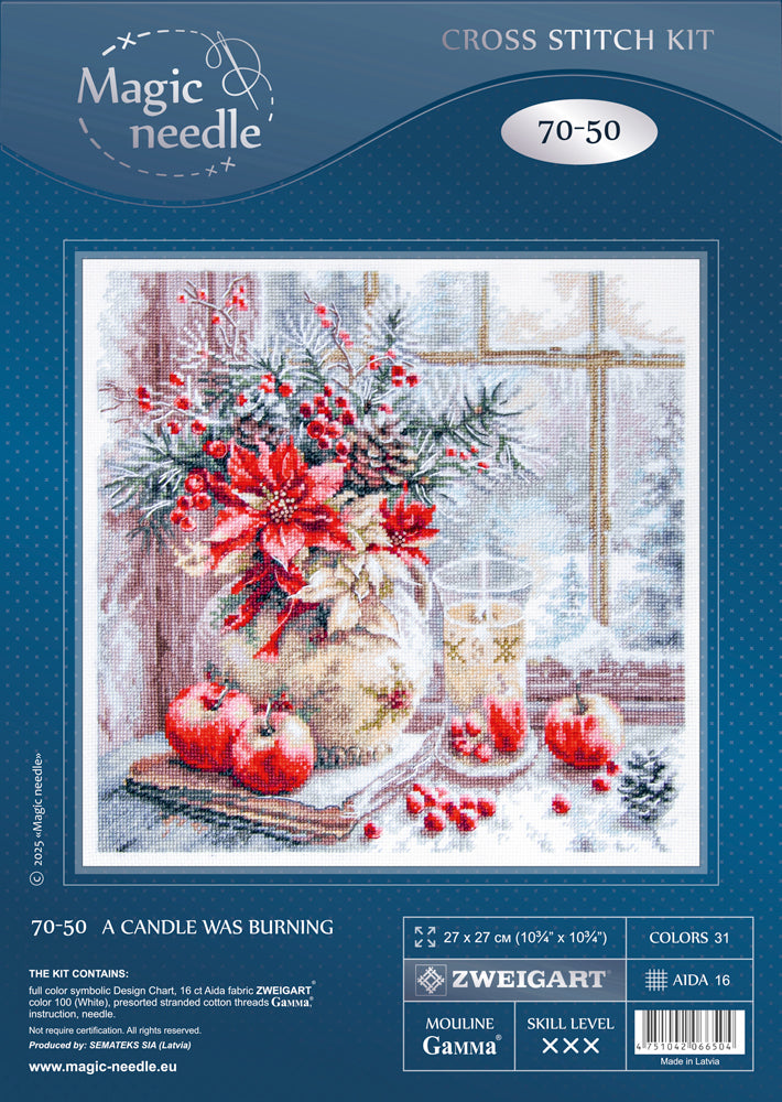Cross Stitch Kit 70-50 “A Candle Was Burning” – Magic Needle