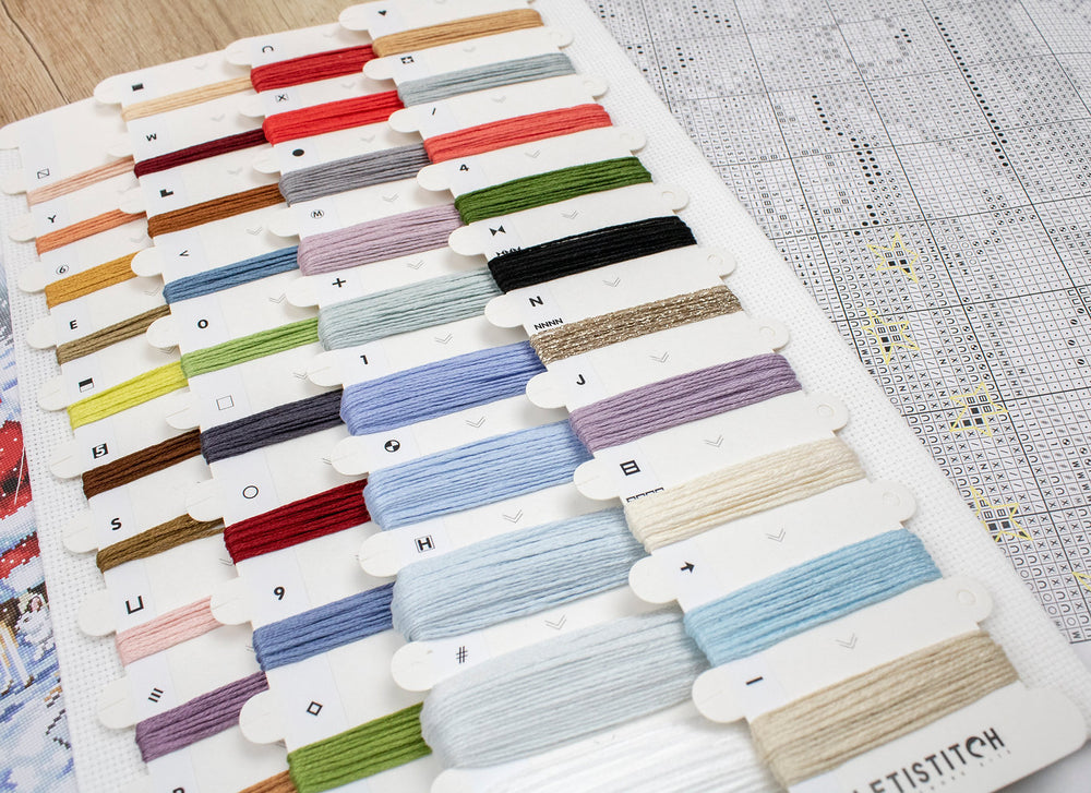 Christmas Charm: Cross Stitch Kit L8015 with Snowman and Santa by LETISTITCH