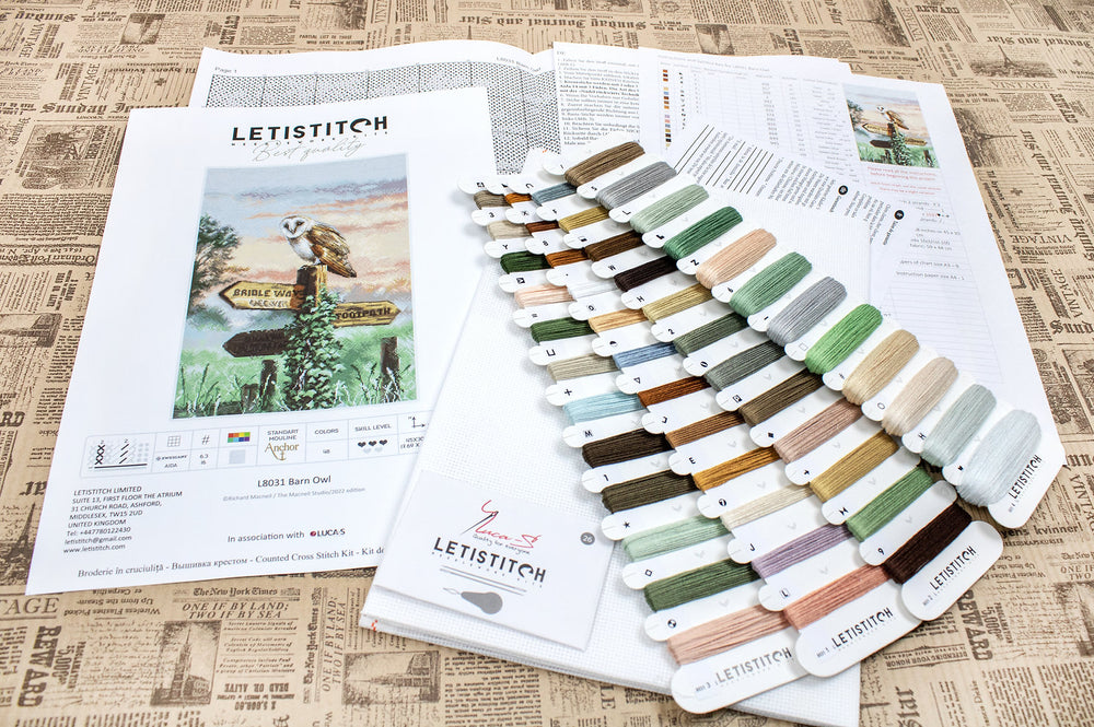 Cross Stitch Kit 'Twilight Watcher' L8031 - Majestic Owl in Rural Landscape by LETISTITCH