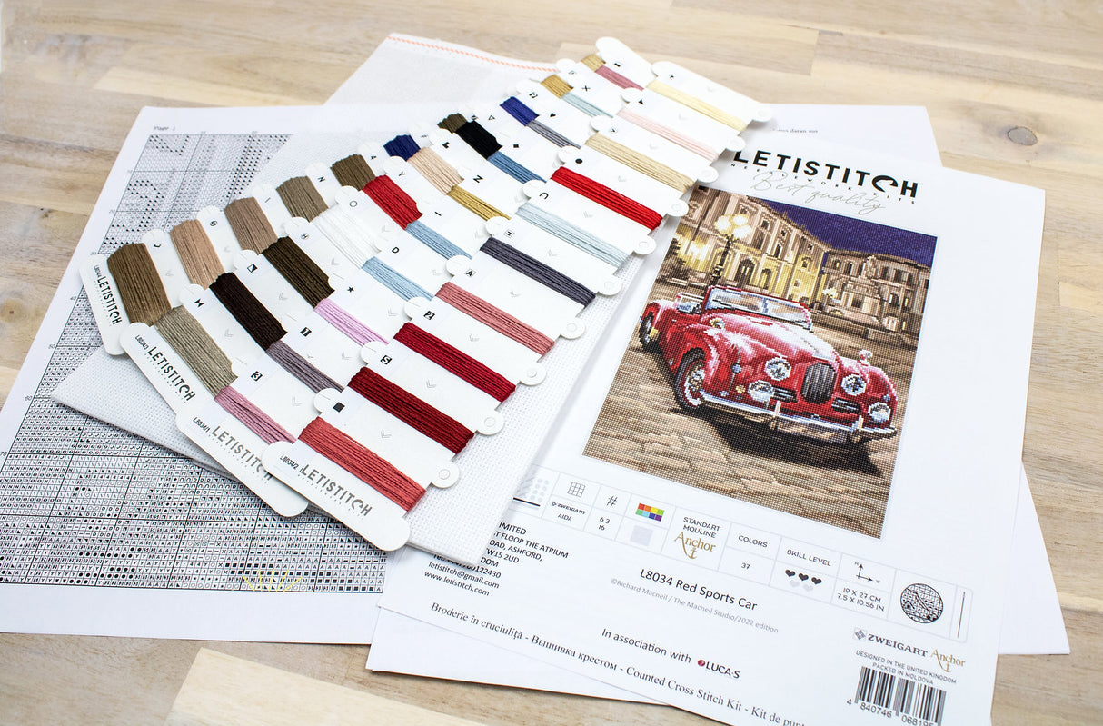 Kit de point de croix voiture de sport rouge - L8034 par LETISTITCH
