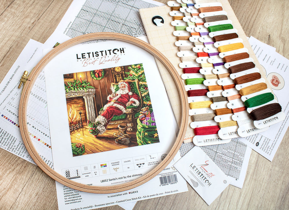 Santa's rest by the chimney - L8052 LETISTITCH - Cross Stitch Kit