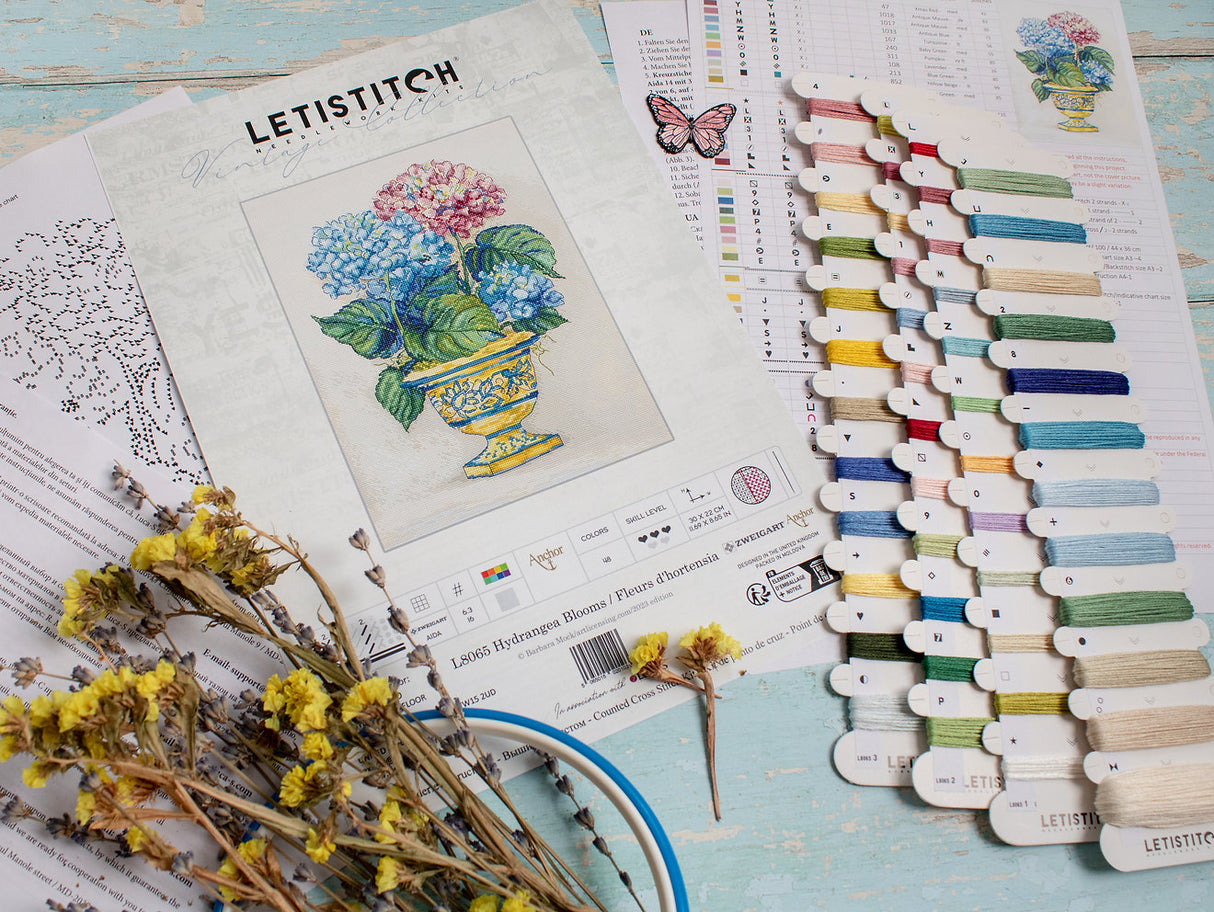 Hydrangea Flowers - L8065 LETISTITCH - Cross Stitch Kit