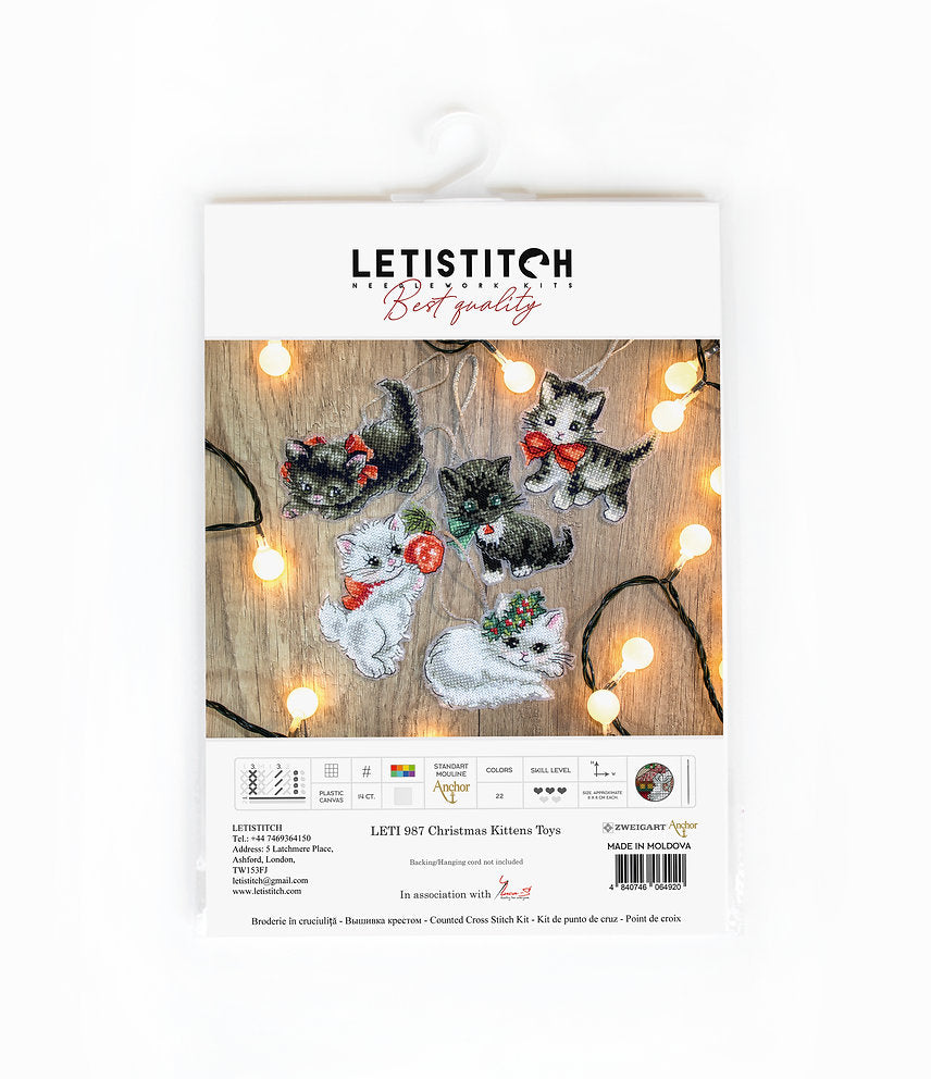 Ornements de Noël chaton - LETI 987 LETISCTITH - Kit de point de croix