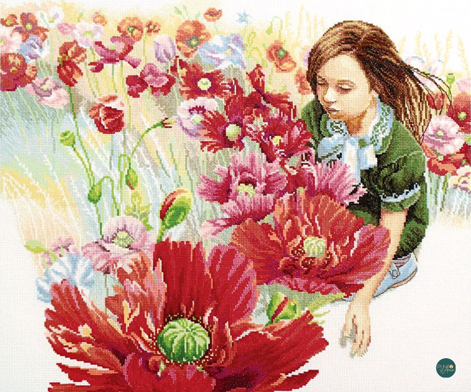 M345 Champ de coquelicots en fleurs - RTO - Kit de point de croix