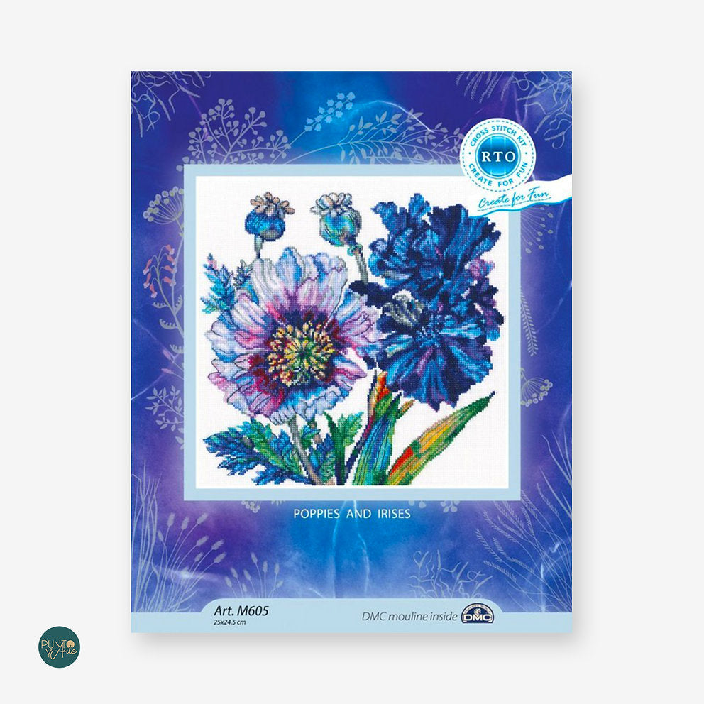 M605 Coquelicots et Iris - RTO - Kit de point de croix